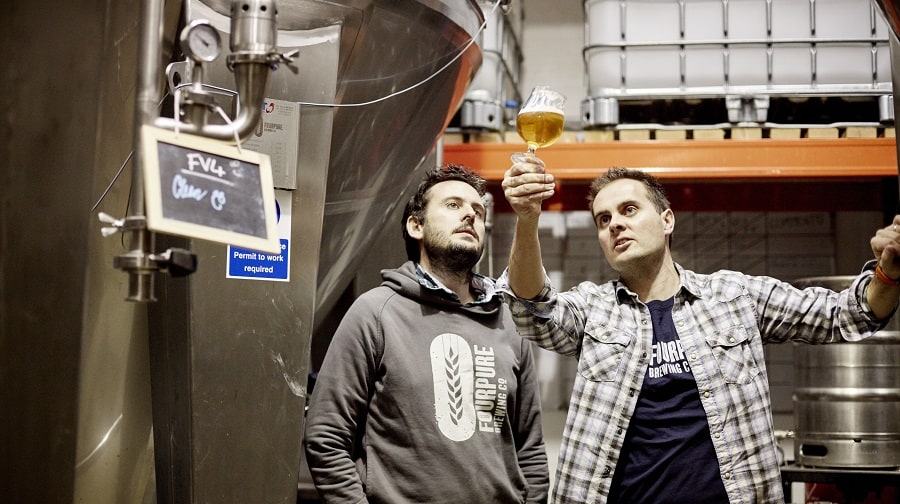 Brothers Tom Lowe (left) and Dan Lowe founded Fourpure Brewing in Bermondsey four years ago
