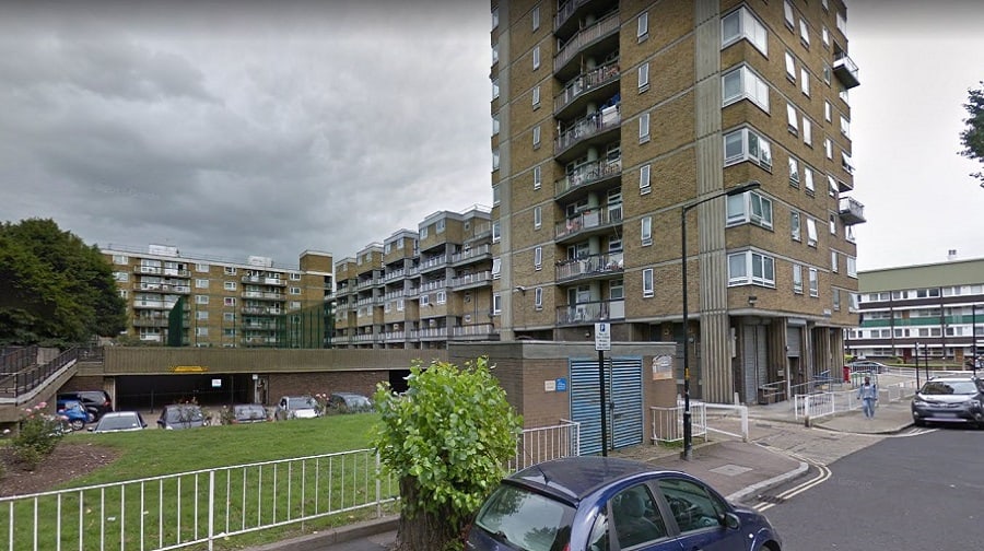 A view of part of Tissington Court, in Rotherhithe (Google street view)