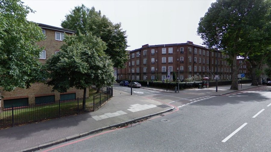 Kennington Park Road at the junction with Penton Place (Google street view)
