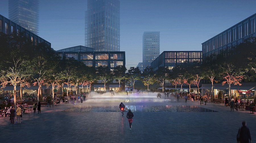 Artist impression of the new town square included in British Land's Canada Water Masterplan