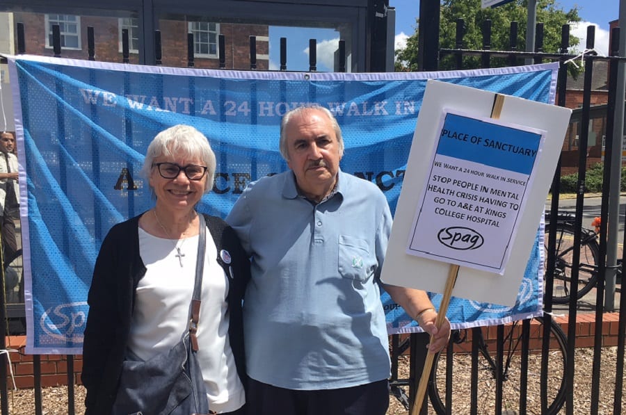 Southwark Pensioners' Action Group (SPAG) organised a demonstration outside Maudsley Hospital, in Camberwell, to call for a 24-hour 'place of sanctuary' for mental health patients to be opened