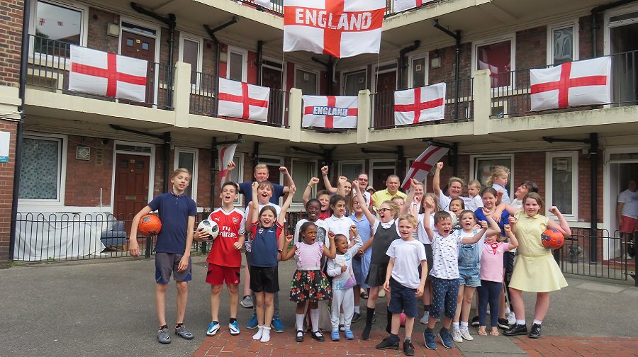 The Kirby estate in Bermondsey went viral after residents covered it in 300 England flags for the World Cup