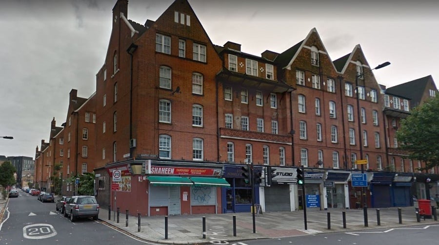 The majority of a third-floor flat was damaged after a fire broke out at Mawdley House, on the corner of Webber Road/Waterloo Road, SE1 (Google street view)