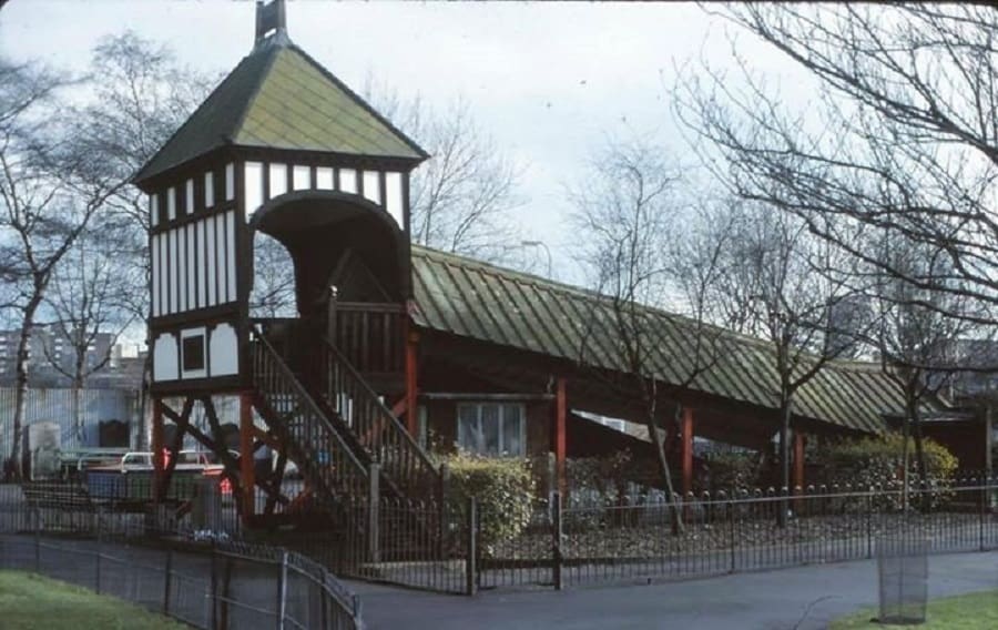 The joy slide in later years before it was torn down in the 80s after being vandalised and targeted by arsonists