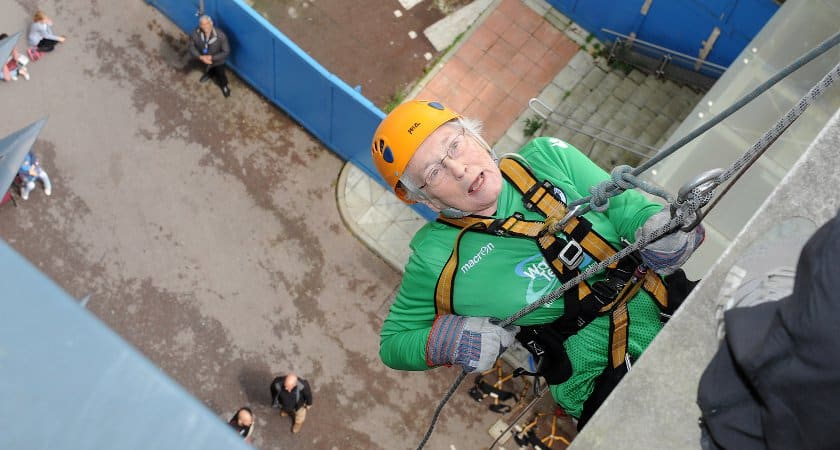 Nora abseiling for King's College London