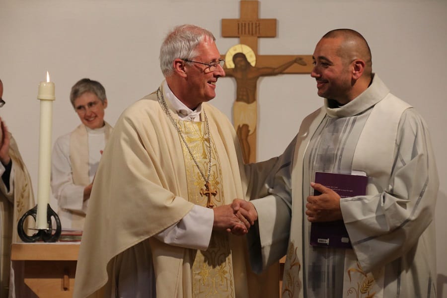 Reverend Hugo Adan Fernandez  on the right, photograph by Southwark Diocesan Communications