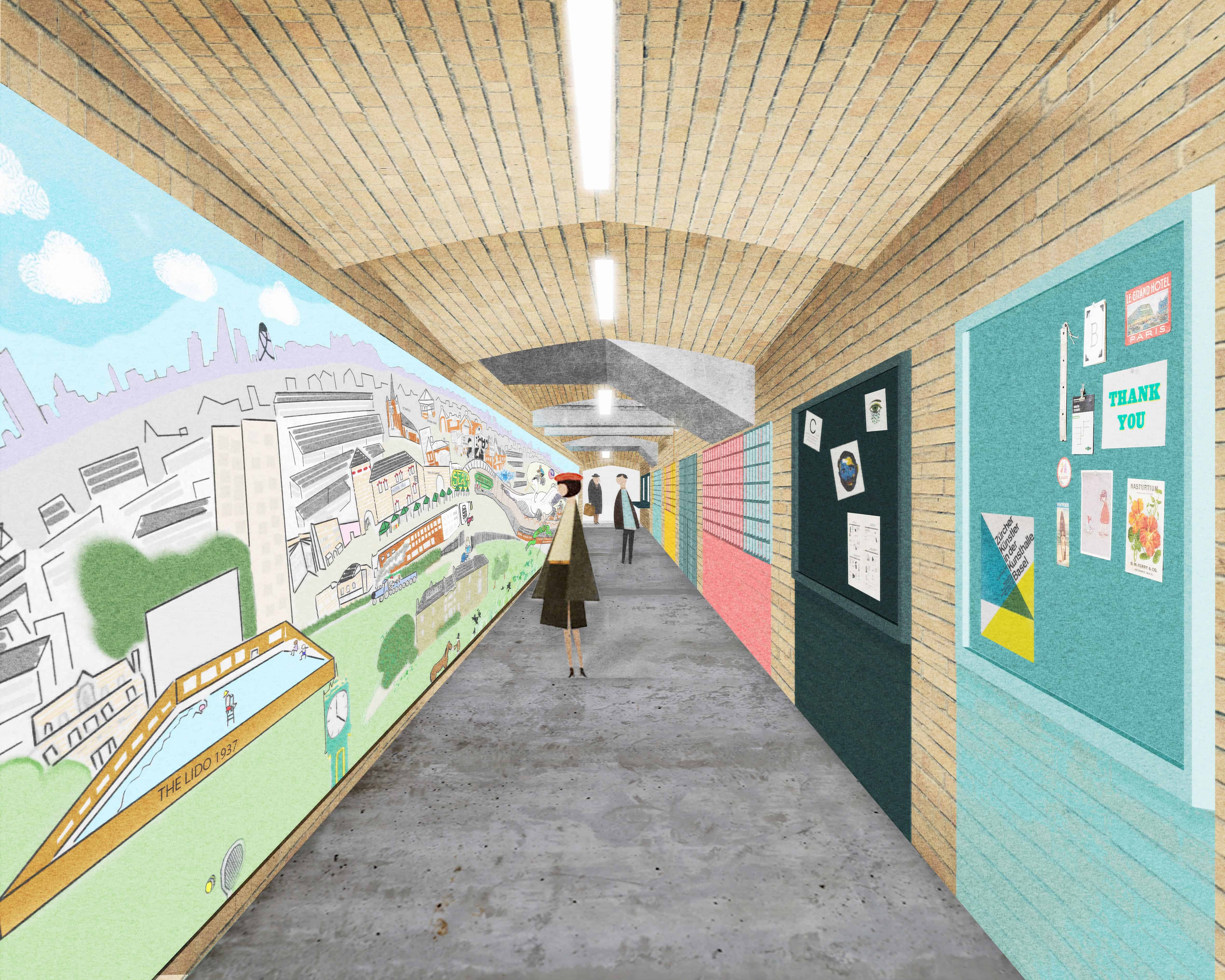 Artist's impression of completed mural