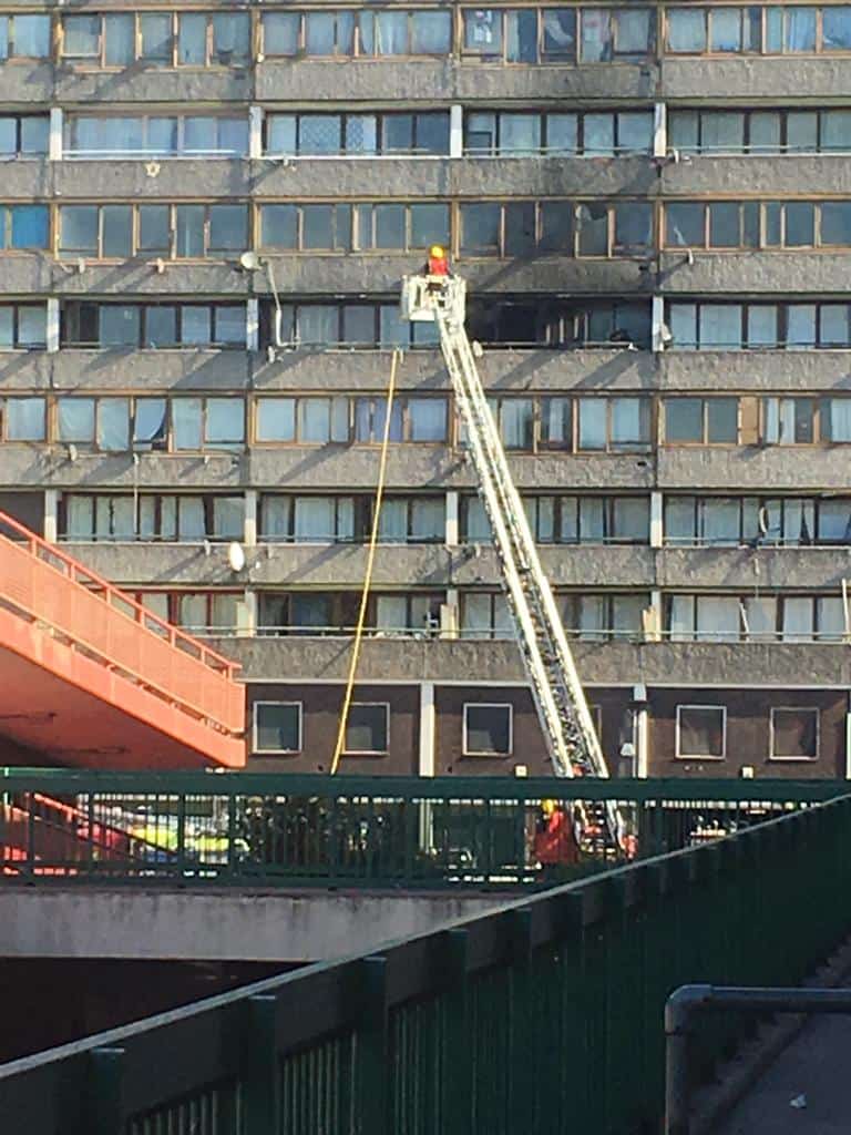 The flat was damaged by the fire but the inhabitants escaped unharmed