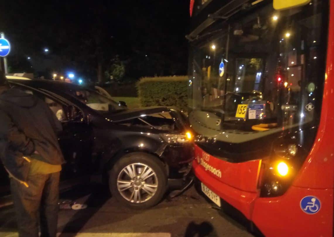 The car appeared to be going the wrong way around the roundabout Image: Danny Davies