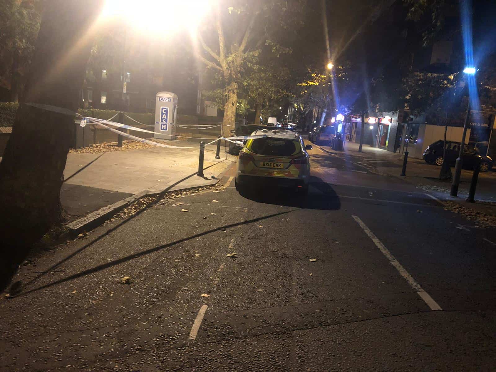 Police set up a cordon around Spa Road while they dealt with the attack on Monday evening