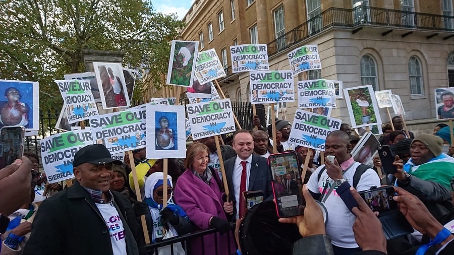Neil Coyle and Harriet Harman with members of Southwark's Sierra Leonean community