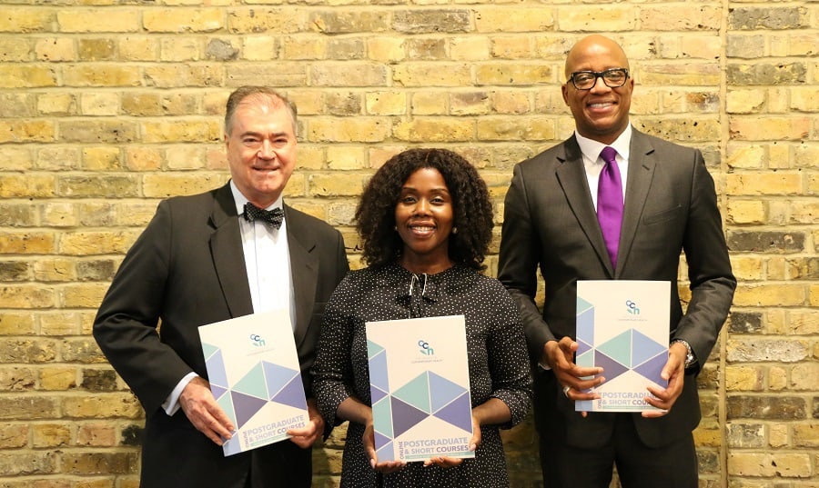 John Feenie, College of Contemporary Health chief executive, Cllr Akoto and Professor Kevin Fenton, the council's strategic director of place and well-being