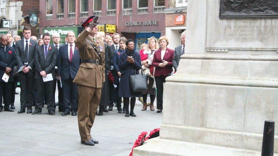 A previous Armistice commemoration at the St Saviours memorial in Borough High Street