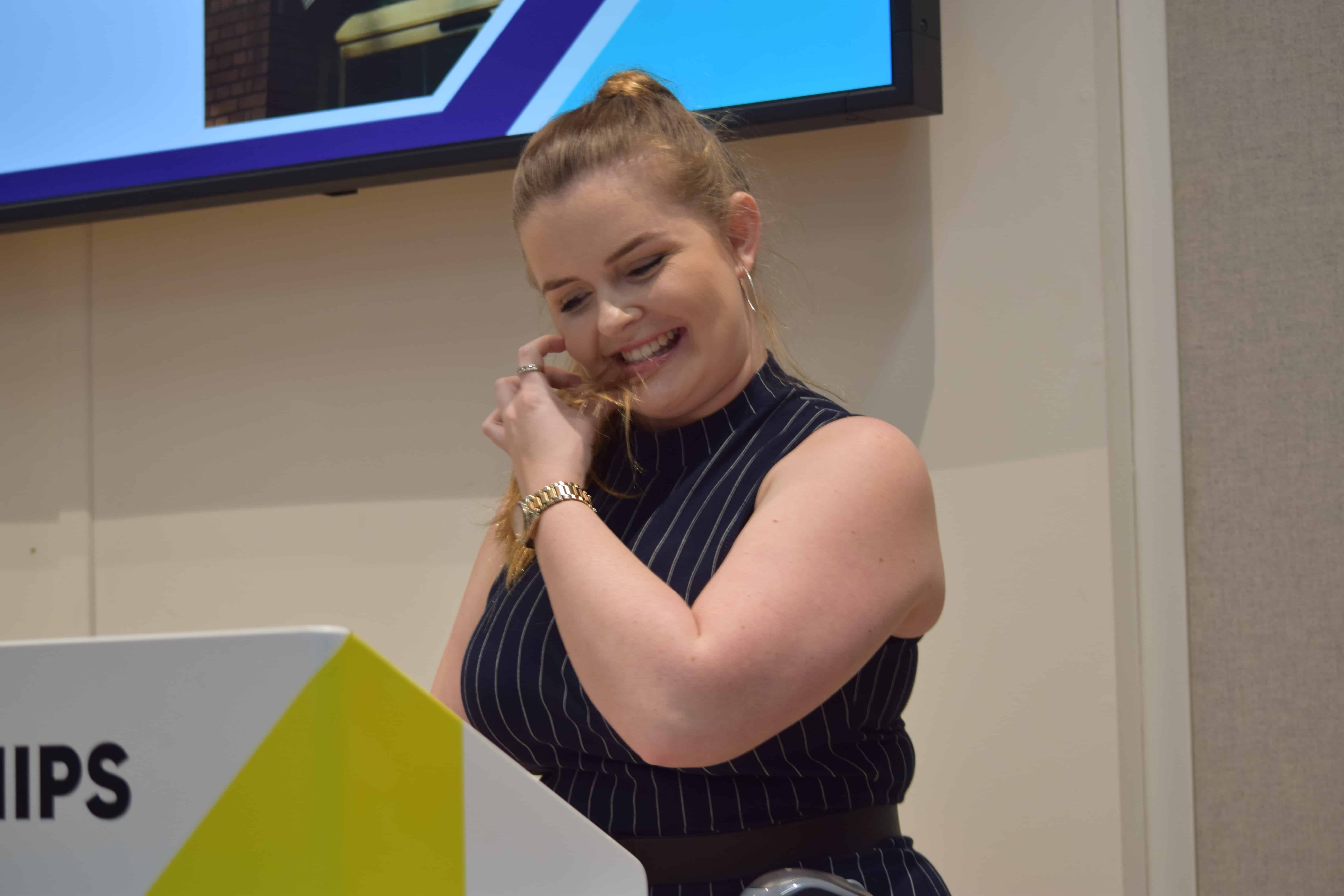 Megan Whitbread, a London South Bank University building services engineering apprentice spoke at the event