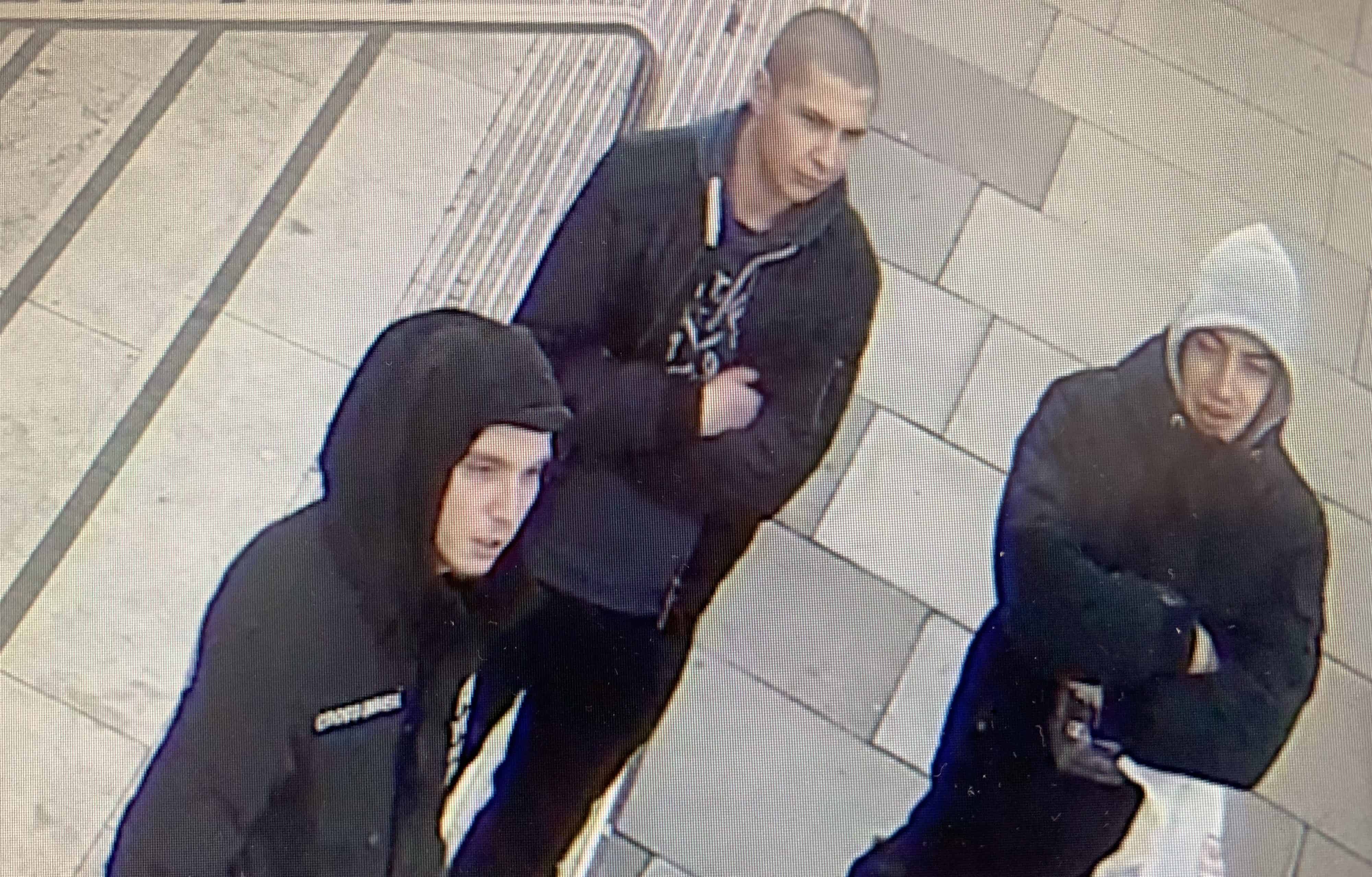 Police want to speak to these three men in connection with the unprovoked assault (Image: Met Police)