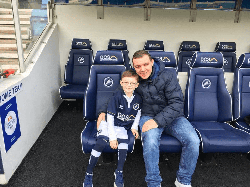 Dad Wayne Shoults pictured with his son Finley at Millwall