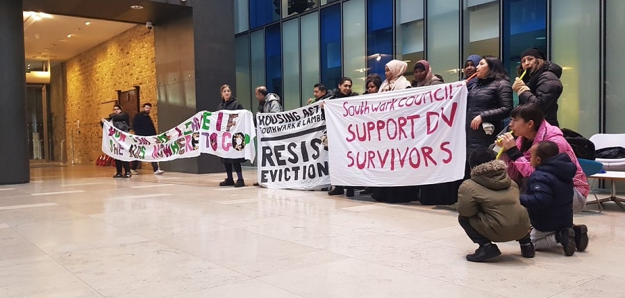Housing Action Southwark and Lambeth demonstrate at Southwark Council's offices