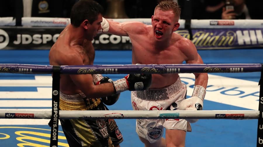 Ted Cheeseman lands a right hand on Sergio Garcia before losing a unanimous points decision