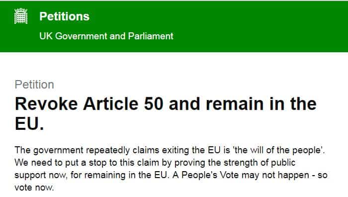 Close to six million people have signed the 'Revoke Article 50' petition, but the Government is having none of it