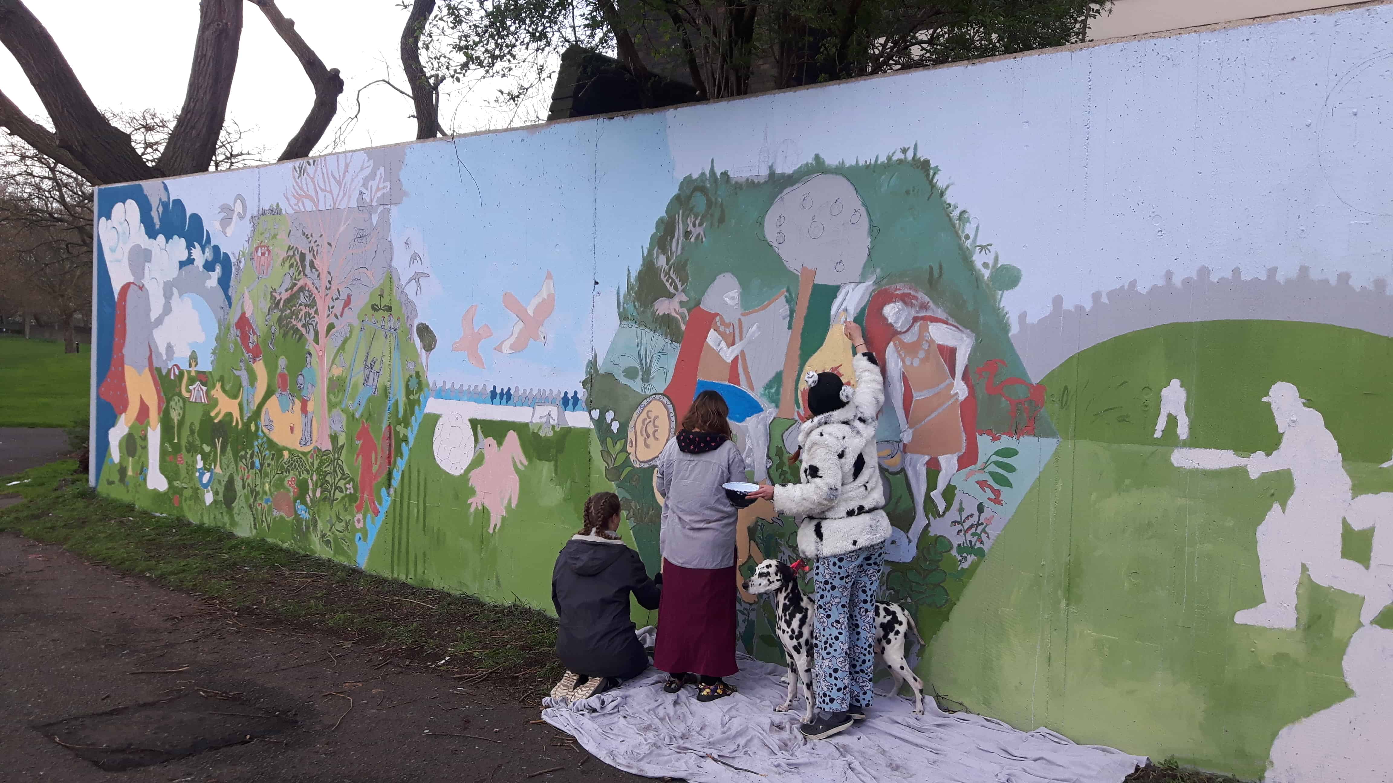 The first part of the mural nears completion in Kennington Park this week.