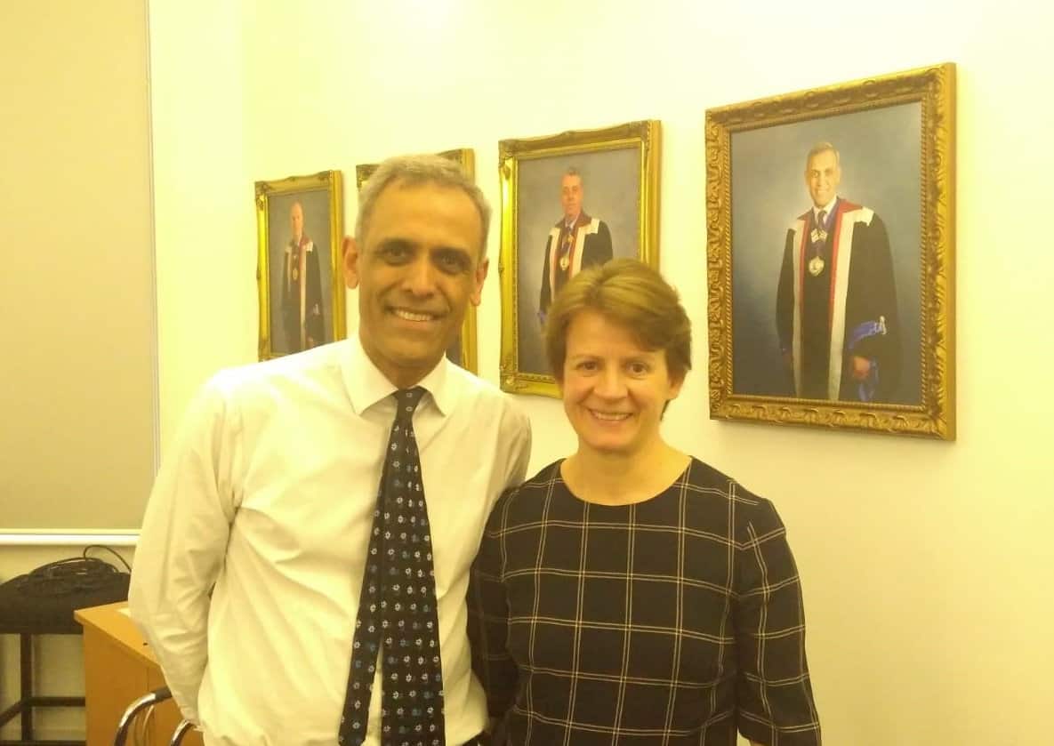 Katherine Henderson, right, pictured with the current president of the RCEM Taj Hassan