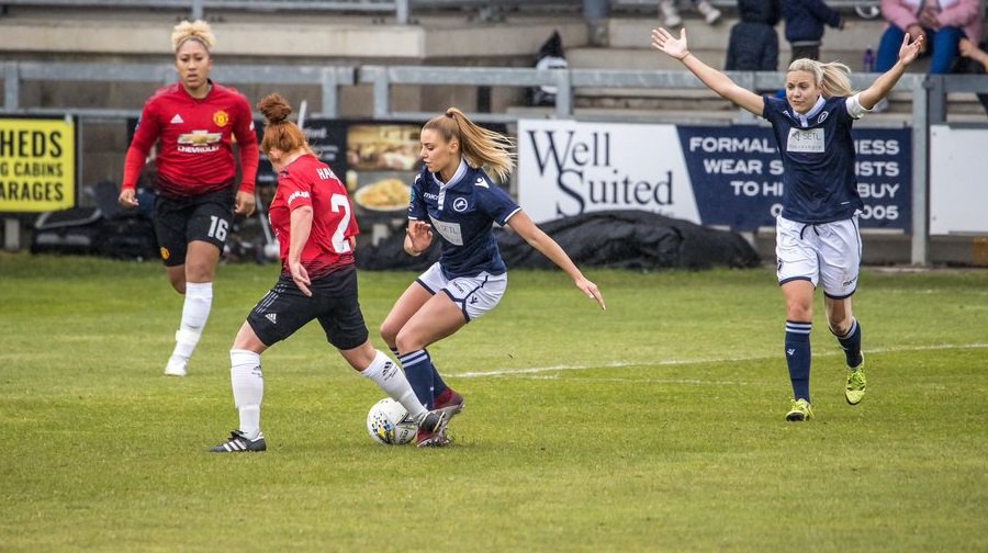 The Lionesses taking on the champions Manchester United. Photo: Edward Payne