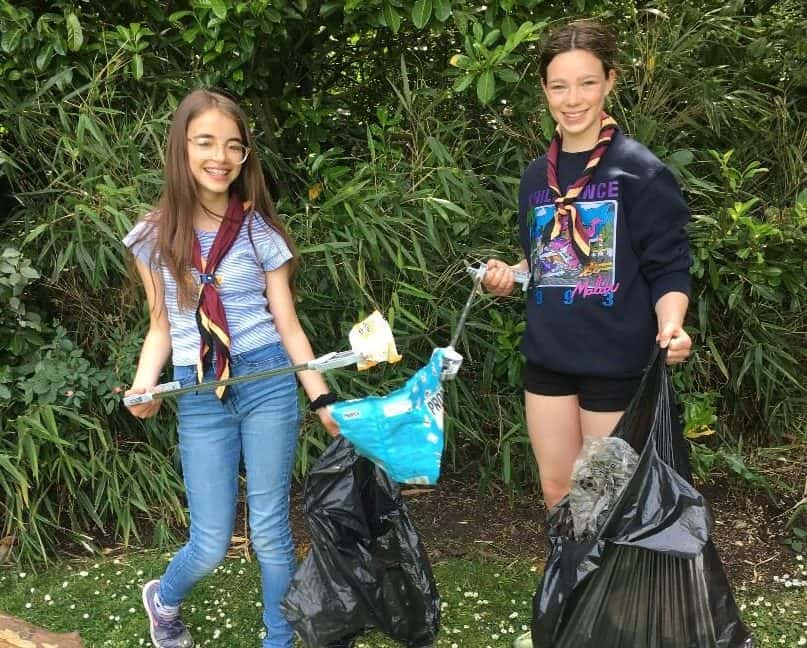 Tabitha and Amy on their litter pick