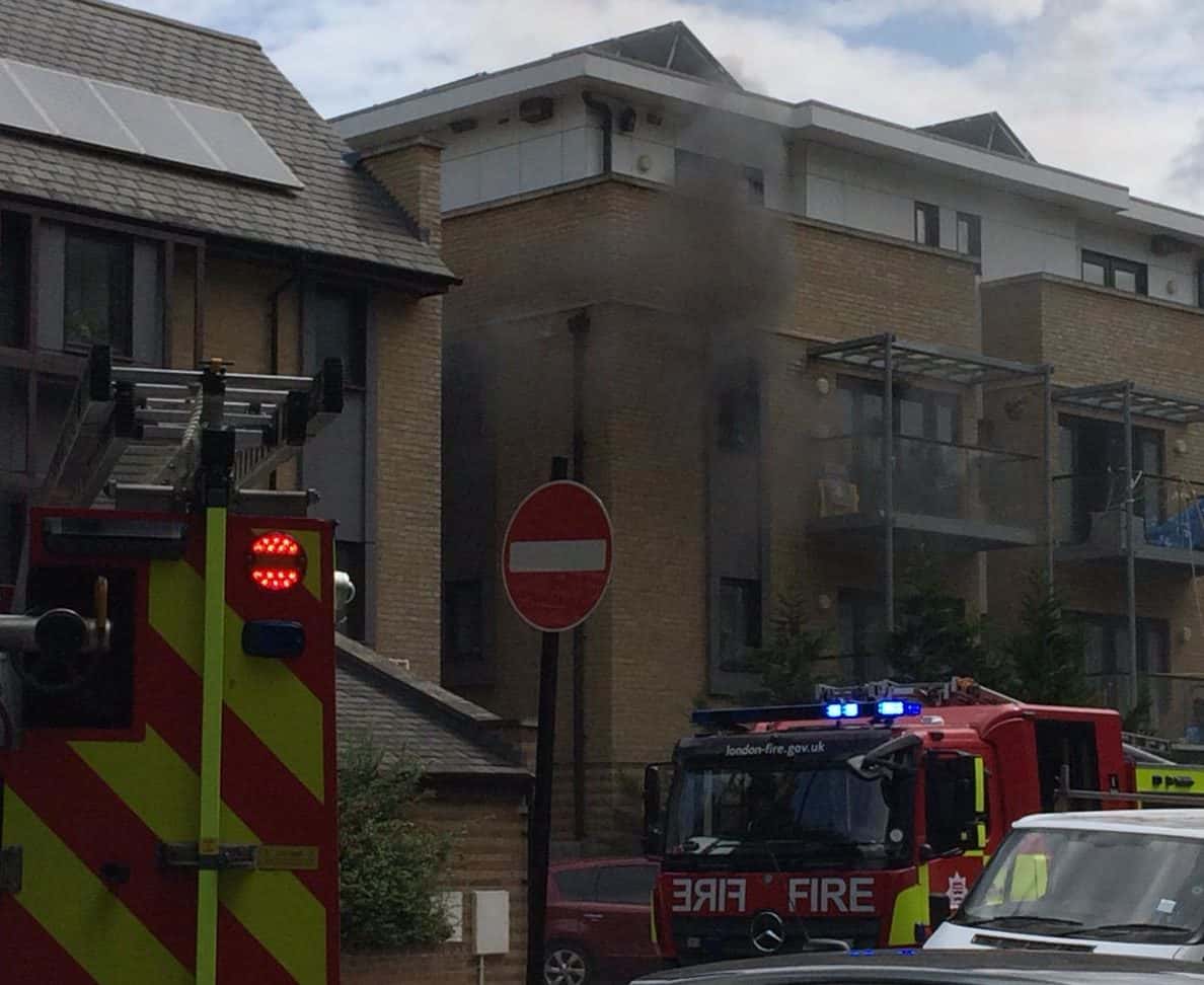 Firefighters have been tackling the blaze at a block of Bermondsey flats near to St James Church this afternoon