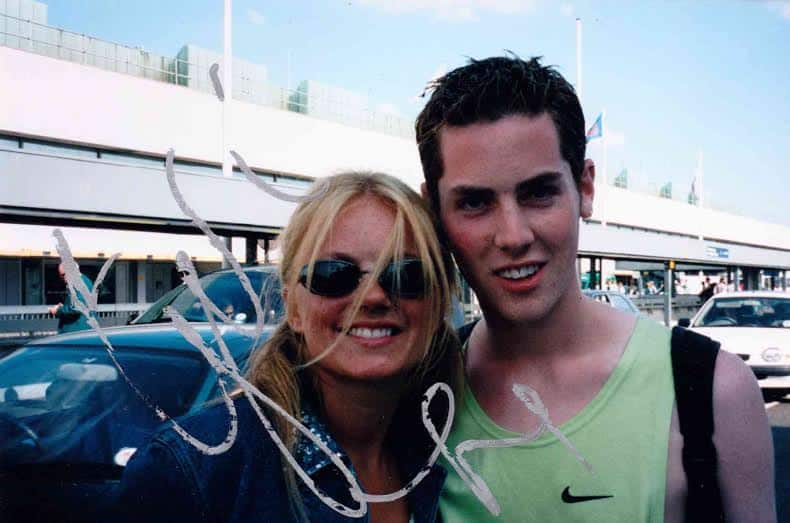 Malcolm Meeting Geri Halliwell for the first time, at Heathrow, in summer 1999, just after finishing his GCSEs