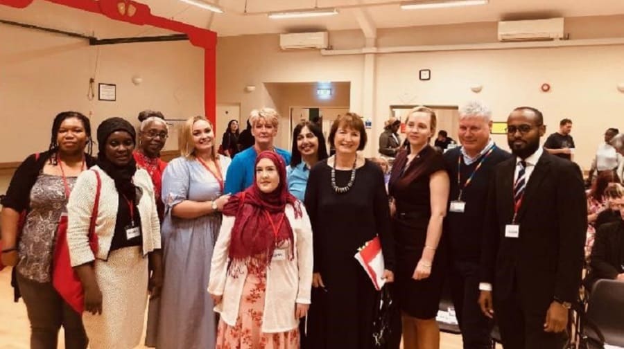 Attendees of the Southwark Independent Voice launch event, including Cllr Jasmine Ali, MP Harriet Harman and forum chair, Nicky Rolfe