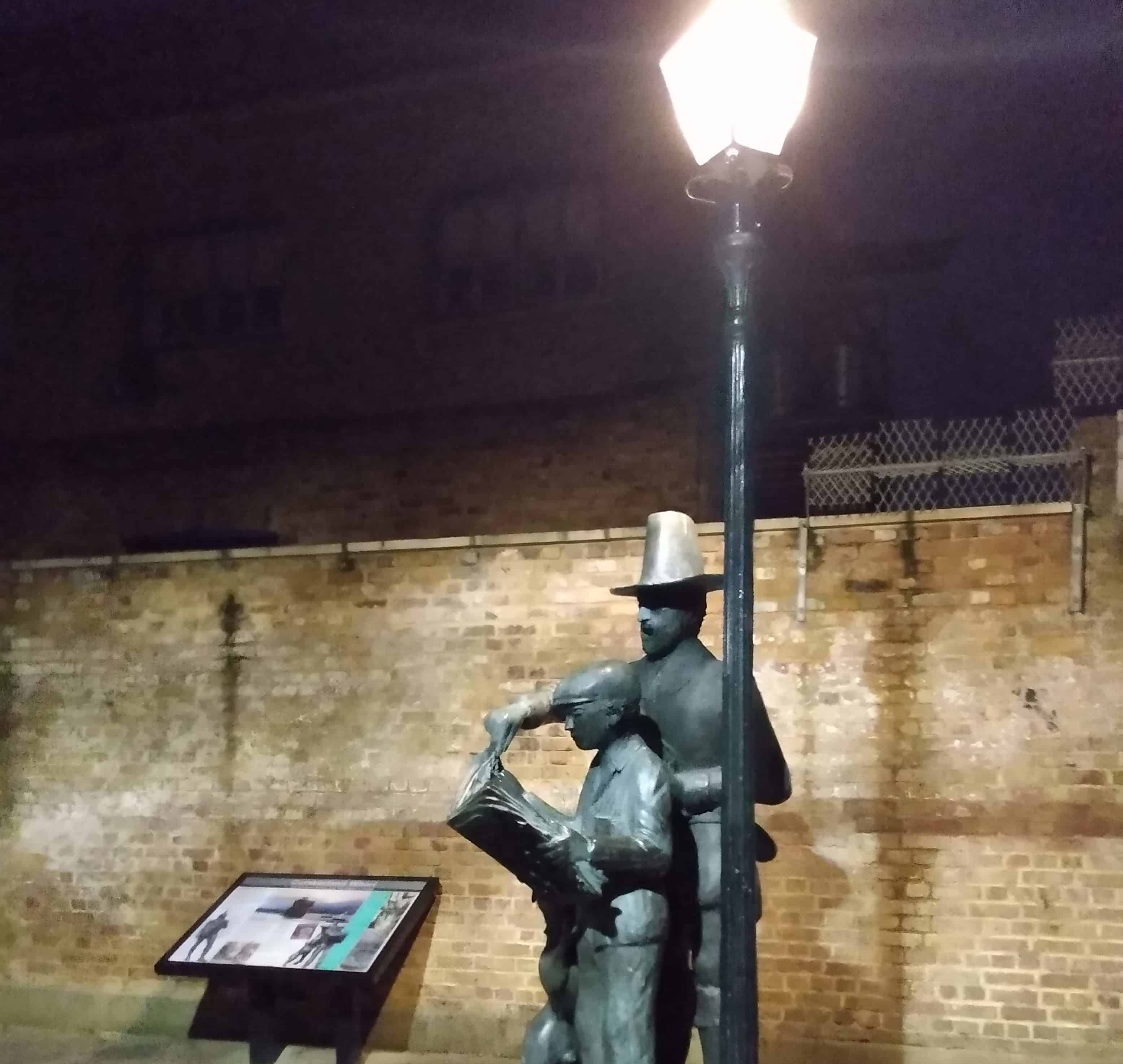 The restored Pilgrim Statue with its new lamp