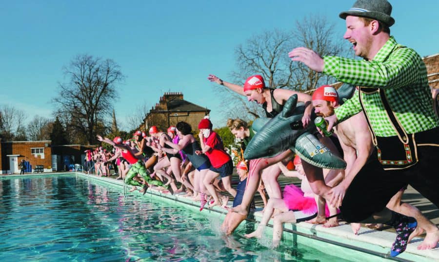 Fundraisers jumping into Brockwell Lido last year