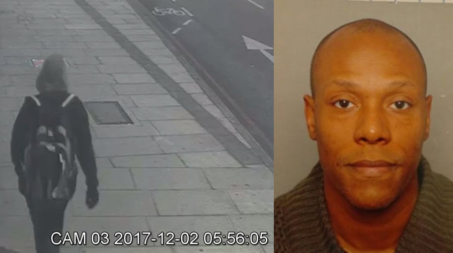 Left: the suspected killer on CCTV; right: suspect Nathaniel Henry