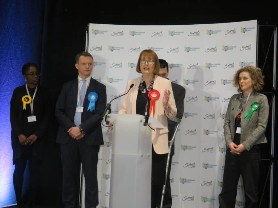 Labour's Harriet Harman speaking after the result was announced at 4am