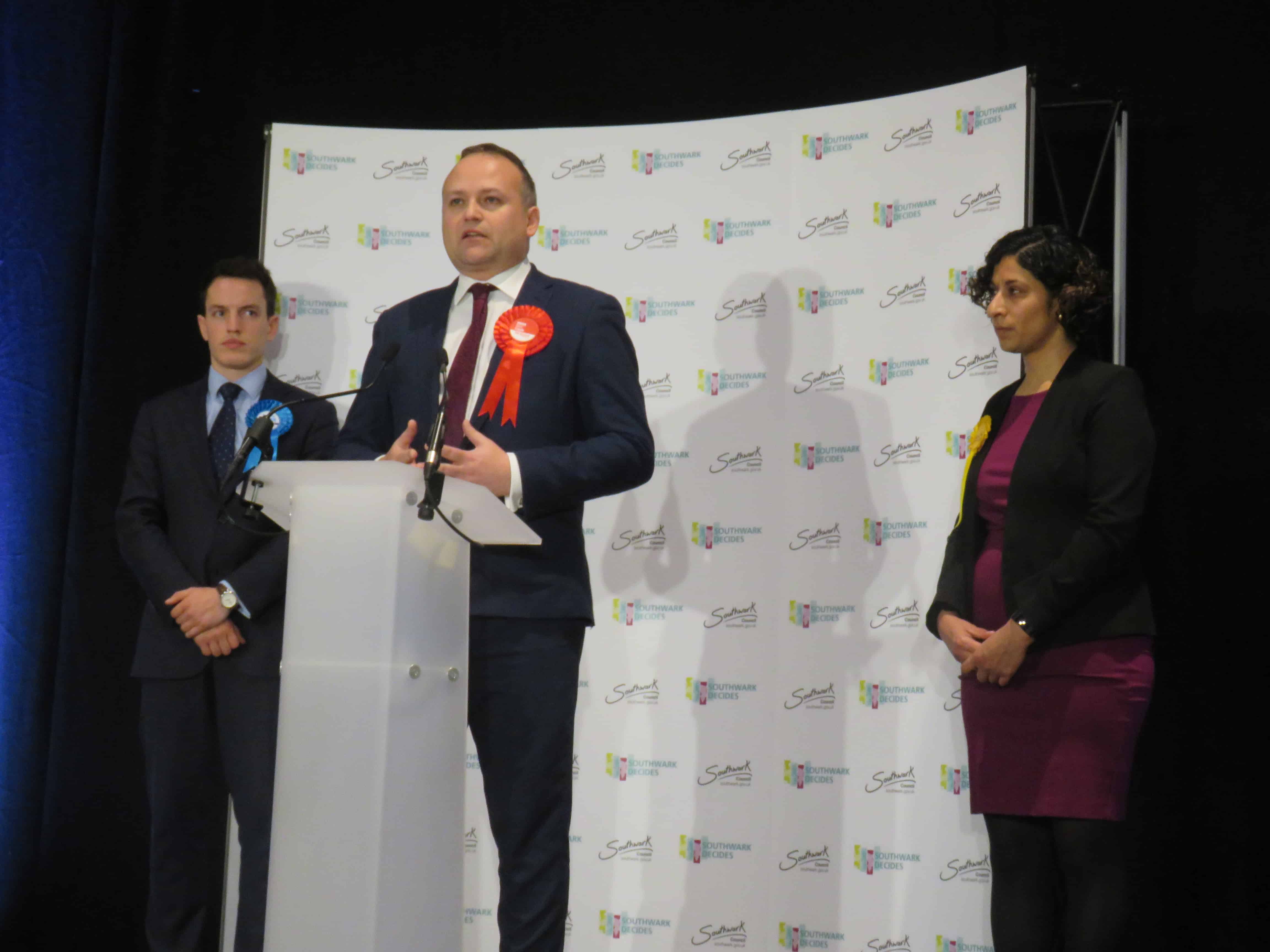 Neil Coyle speaking after holding his seat