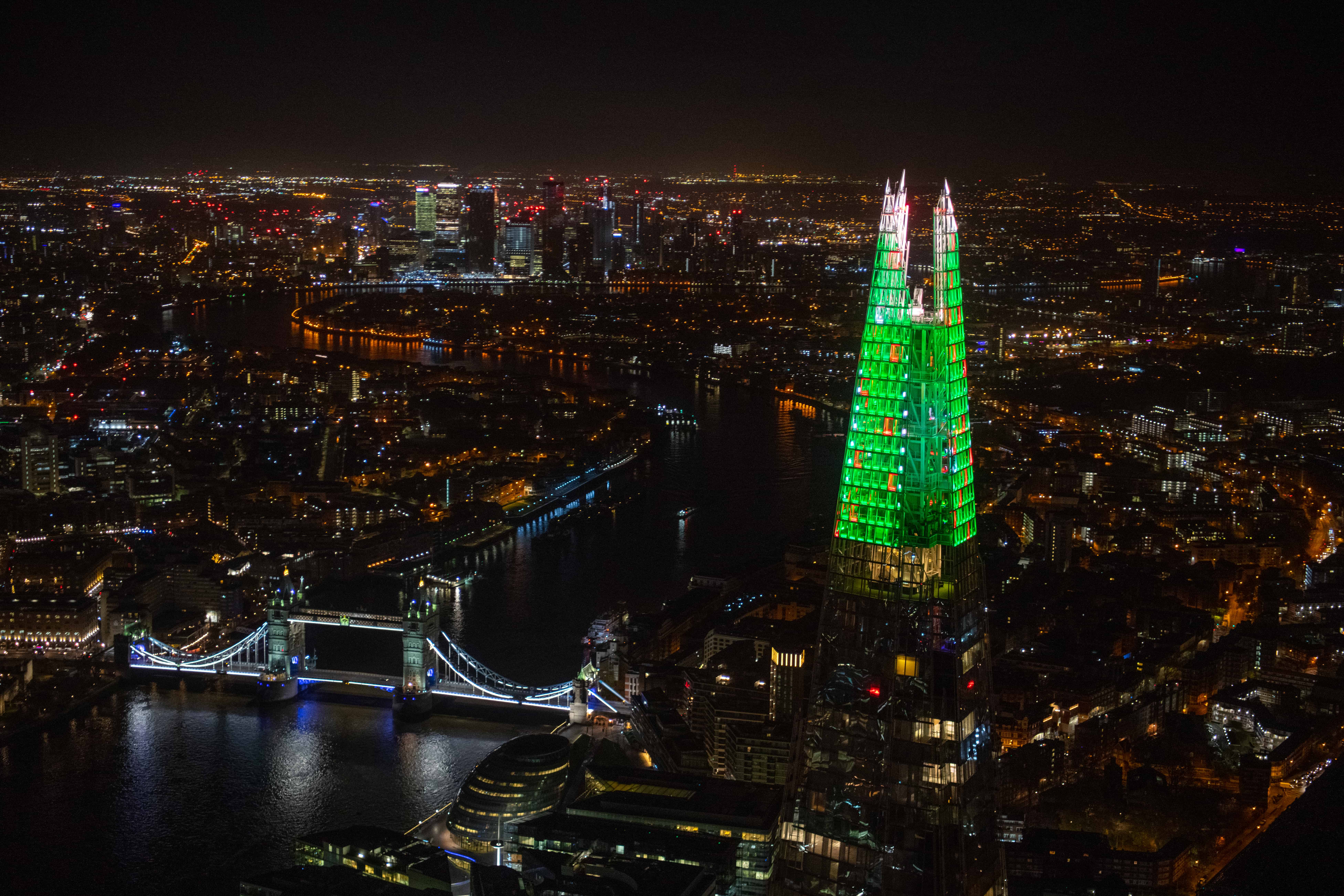 The festive Shard displays were designed by local Bermondsey primary school pupils