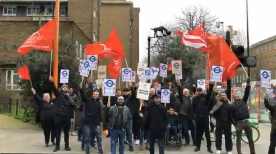 Striking TfL workers outside the Blackfriars HQ this morning (Image: Unite London and Eastern)