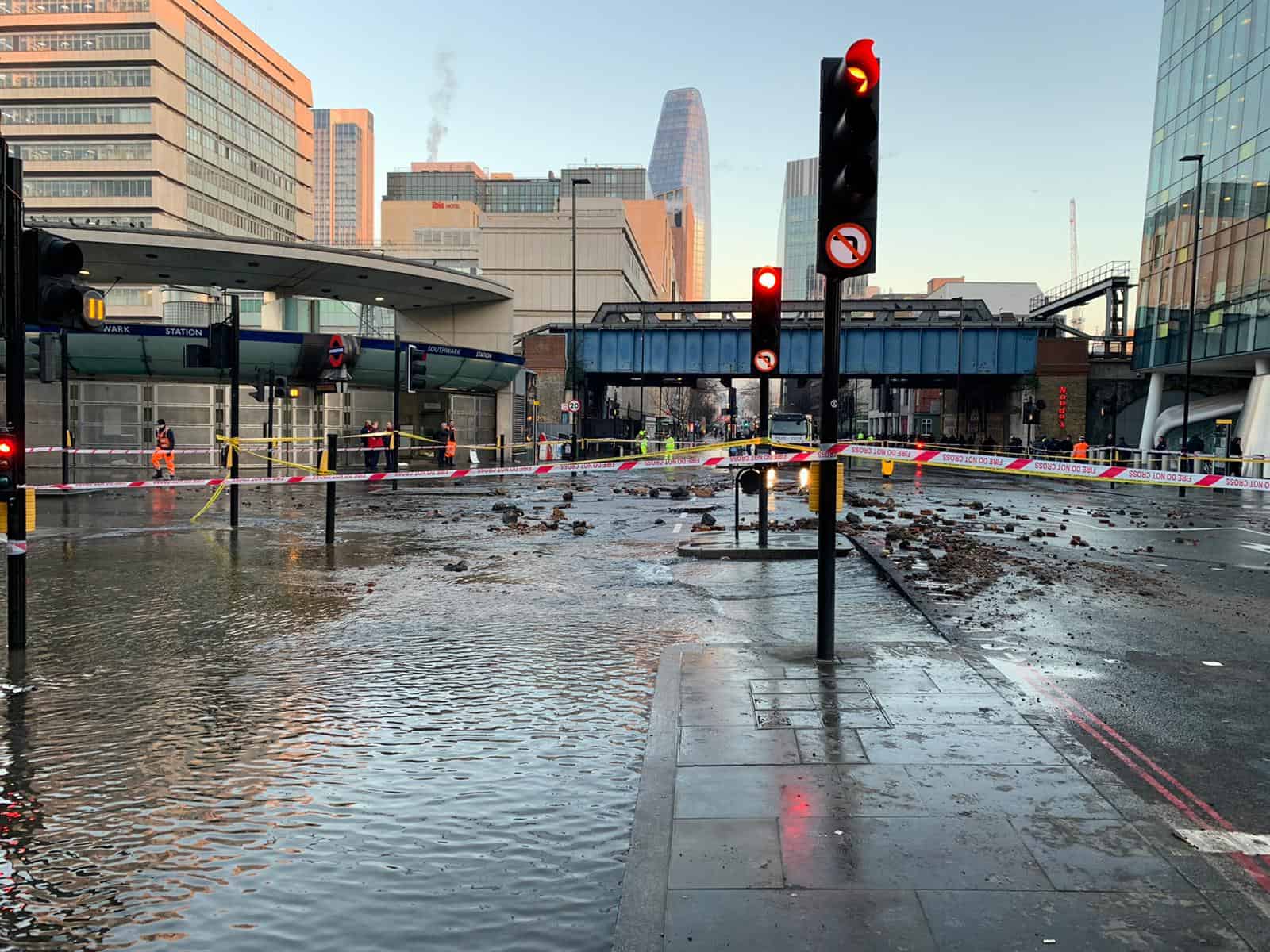 The flooding outside Southwark tube this week