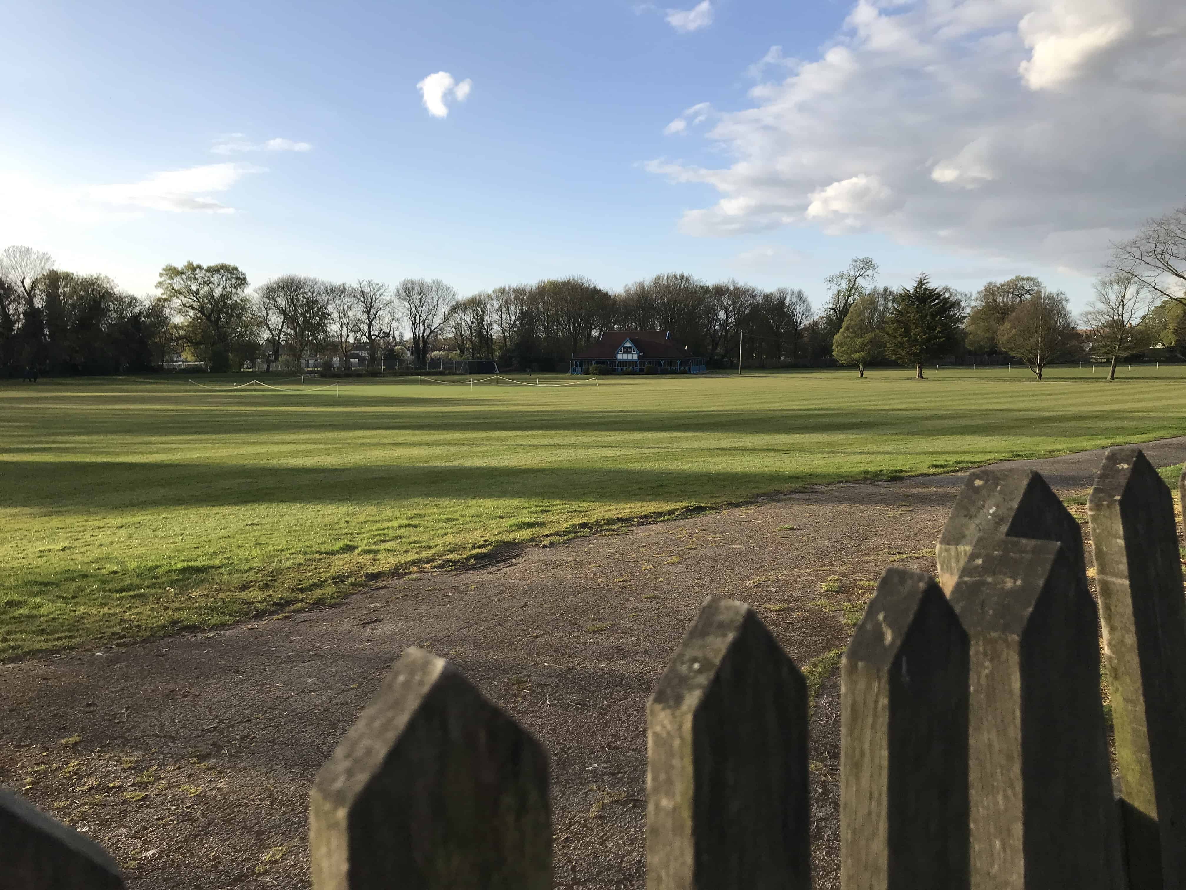 The view of Gallery Road's playing fields on Monday, April 6, early evening