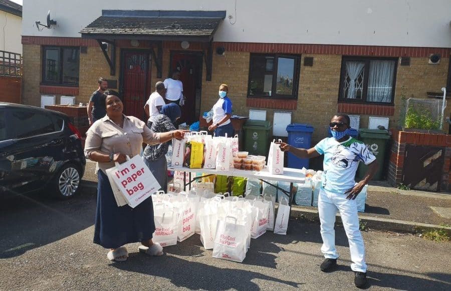 Volunteers arranging food deliveries