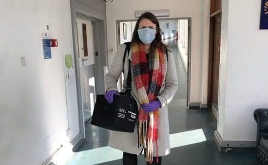 Rebecca Pritchrd delivering stem cells to the Royal Marsden Hospital