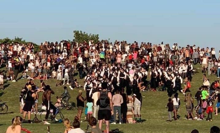 Police breaking up a large gathering in Burgess Park over the weekend