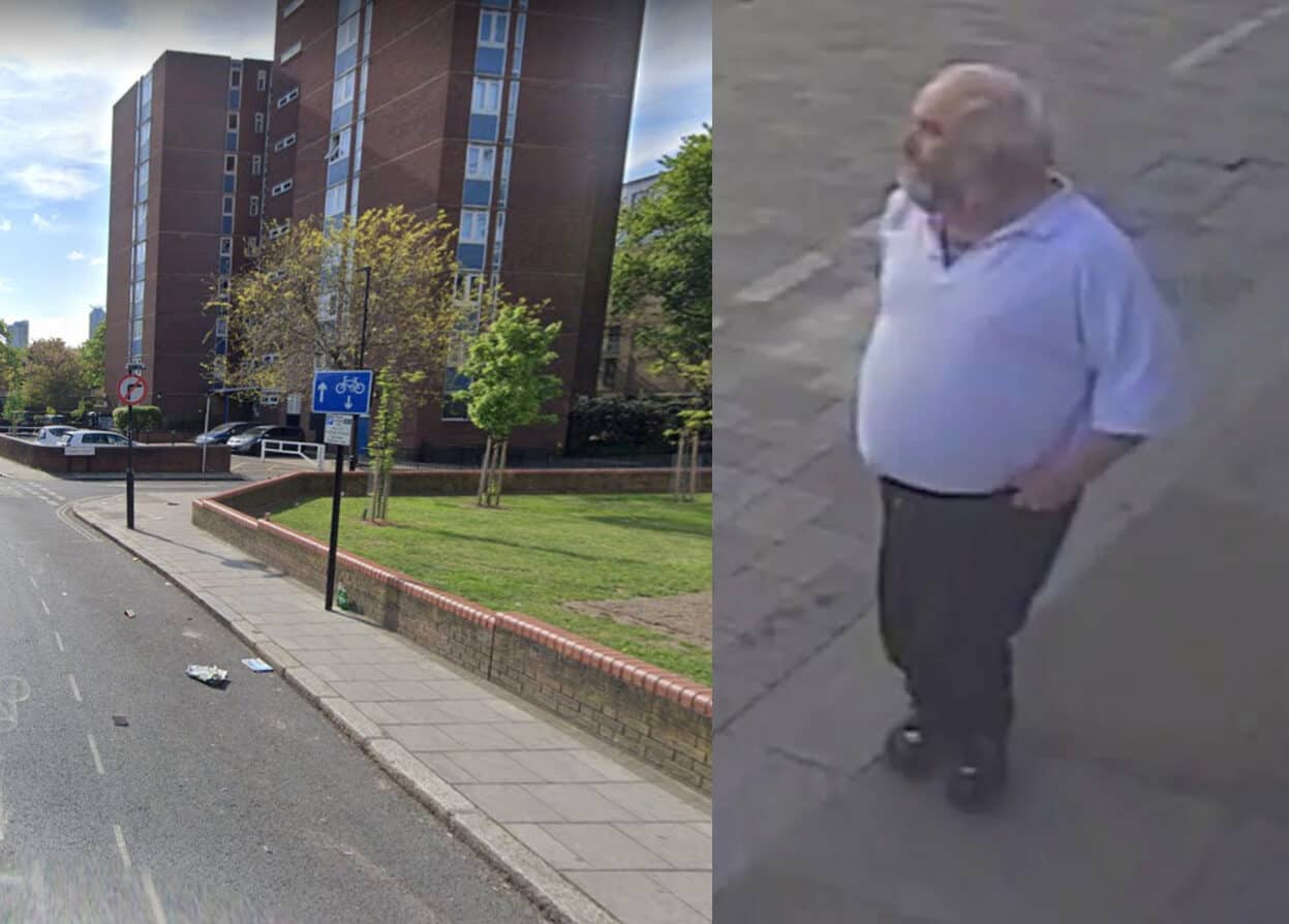 L: Frazier Street, Waterloo, R: The man police want to identify