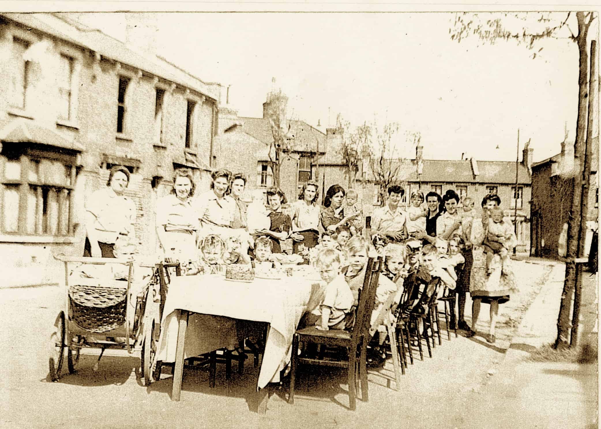 Brenda (3rd child along on right) Delaford Rd VE Day party