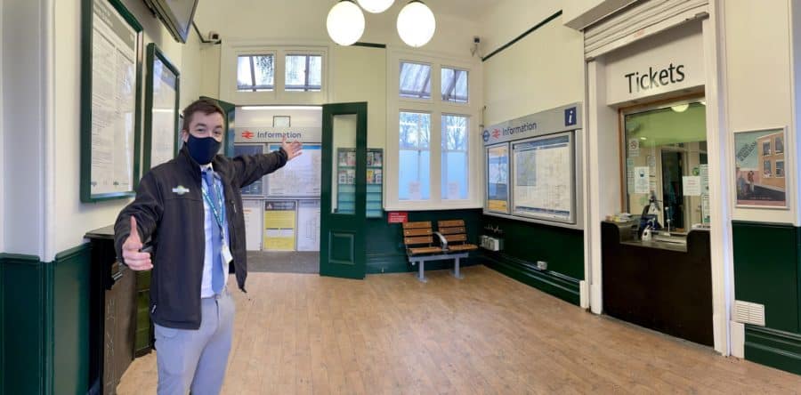Station manager Nathaniel Owen in the newly revamped ticket hall
