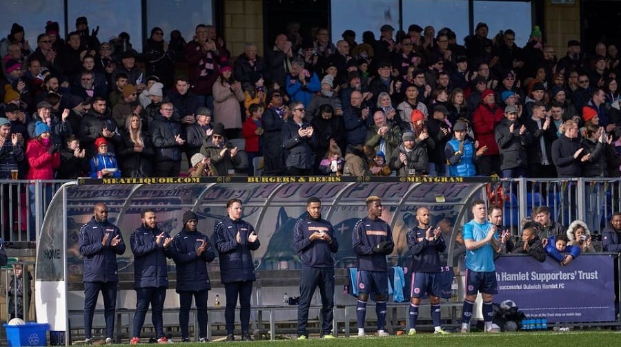 The last time fans were at Champion Hill was for the game against Hemel Hempstead on March 14, 2020. Photo: Ollie Jarman
