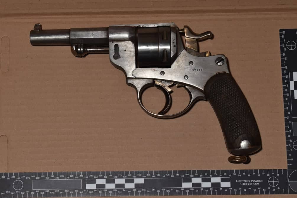 Police recovered a revolver during the raid
