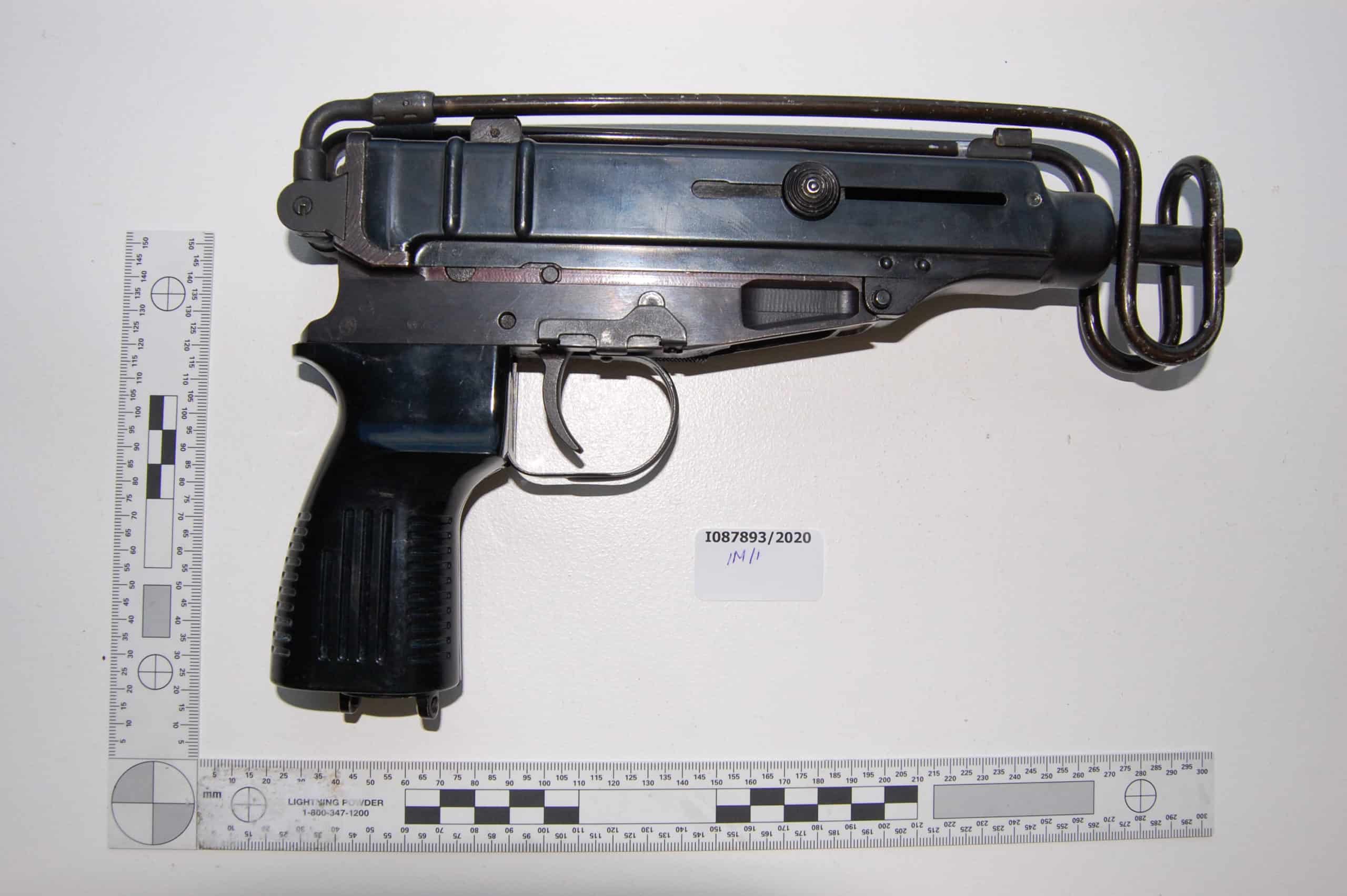 A Skorpion machine gun seized by police this year