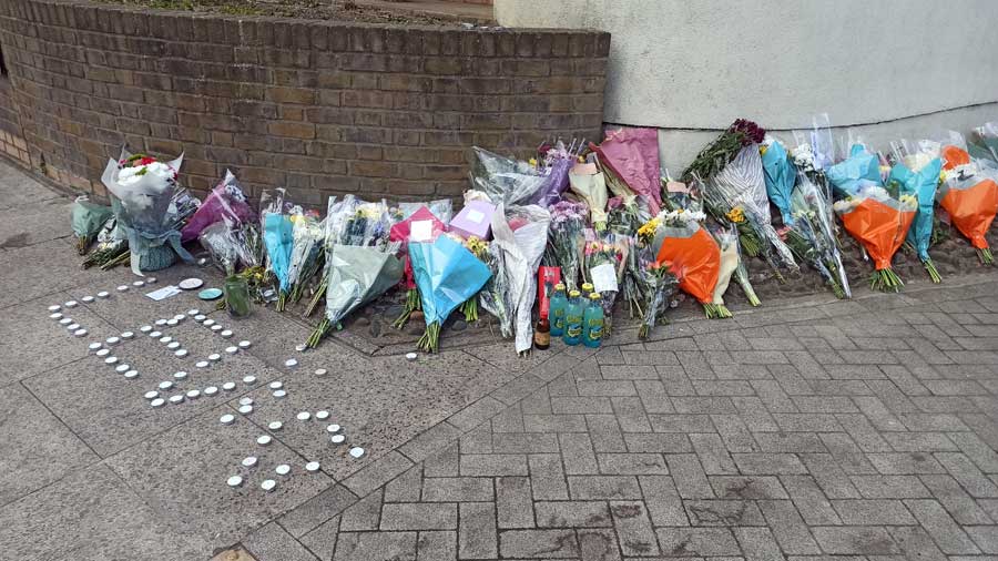 Flowers laid in tribute to the seventeen-year-old who was fatally stabbed in Sydenham