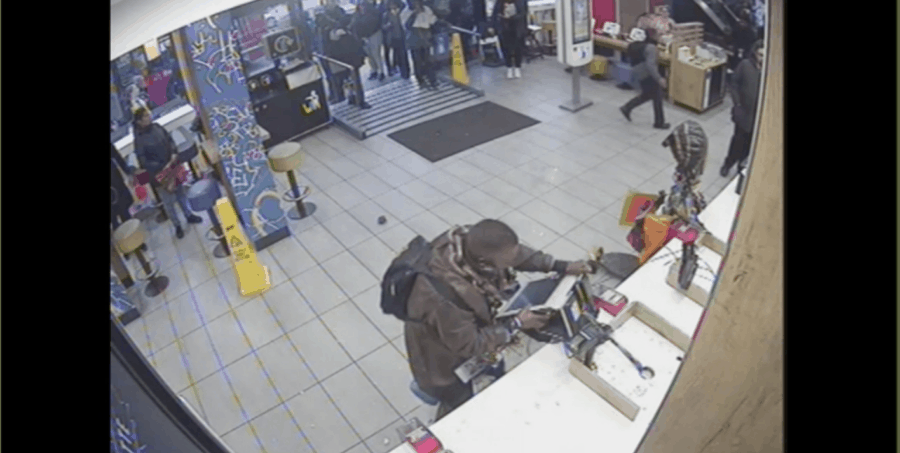 King captured on CCTV ripping out a till